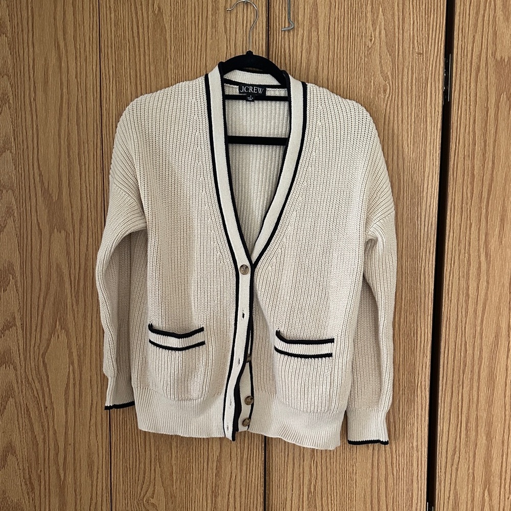 J. Crew Cream varsity Cardigan